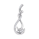 10kt White Gold Womens Round Diamond Cradled 3-Stone Infinity Pendant 1/5 Cttw
